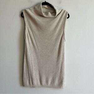 Aritzia Babaton Sz M Knit Long Sleeveless Cream Sweater